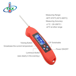 2017 mejor venta sonda plegable barbacoa carne termómetro hablar con rojo - Product Image 2