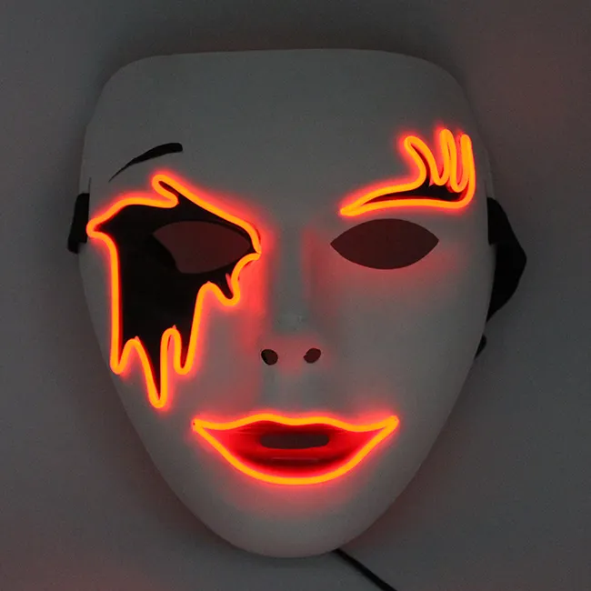 Yeni tasarım EL tel lambası Up Rave Maske Masquerade, LED maskesi