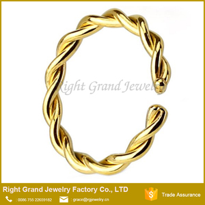 Surgical Steel <strong>Black</strong> Gold Rainbow Plated Twisted <strong>Septum</strong> Seamless Ring Continuous Nose Hoop Ring Cartilage
