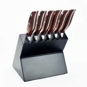 6 unids set de cuchillos con bloque de madera cuchillos para carne