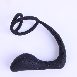 Groothandel Erectie Verbetering Pure Siliconen Butt Plug Anale Massager Met Dubbele Haan Ringen - Product Image 1