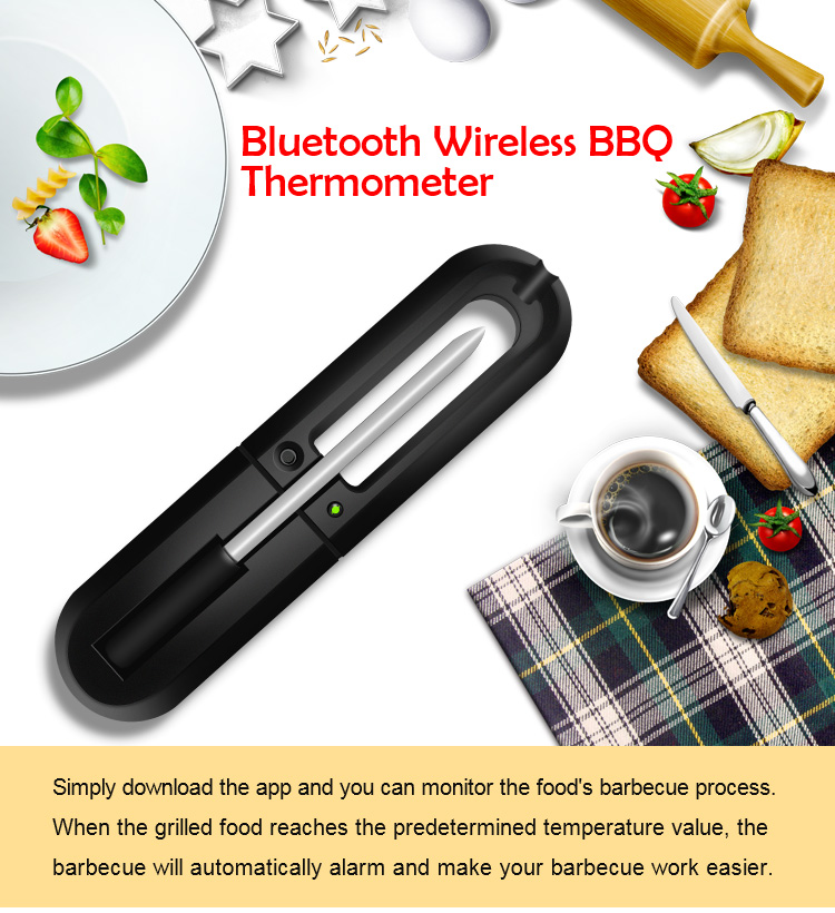 Wireless Meat Food Thermometer for Oven Grill BBQ Smoker Kitchen Digital Blue tooth Barbecue Accessories