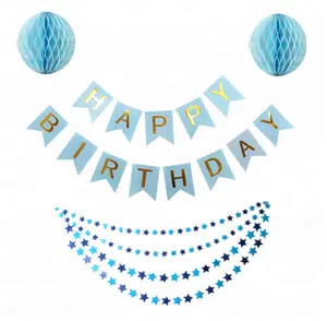blue birthday decoration set happy birthday banner party decorations paper party supplies