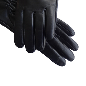 Benutzer definierte klassische Winter warme Handschuhe Männer Frauen Echtes Ziegenleder Leder Wolle Futter Echtes Lammfell Leder Touch Fahren Radfahren