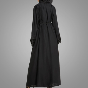 <strong>Black</strong> Simple Dubai Style Abaya <strong>Long</strong> Sleeve Kaftan Dress Plus Size Cardigan Islamic Clothing Muslim Women <strong>Kimono</strong> - Product Image 3