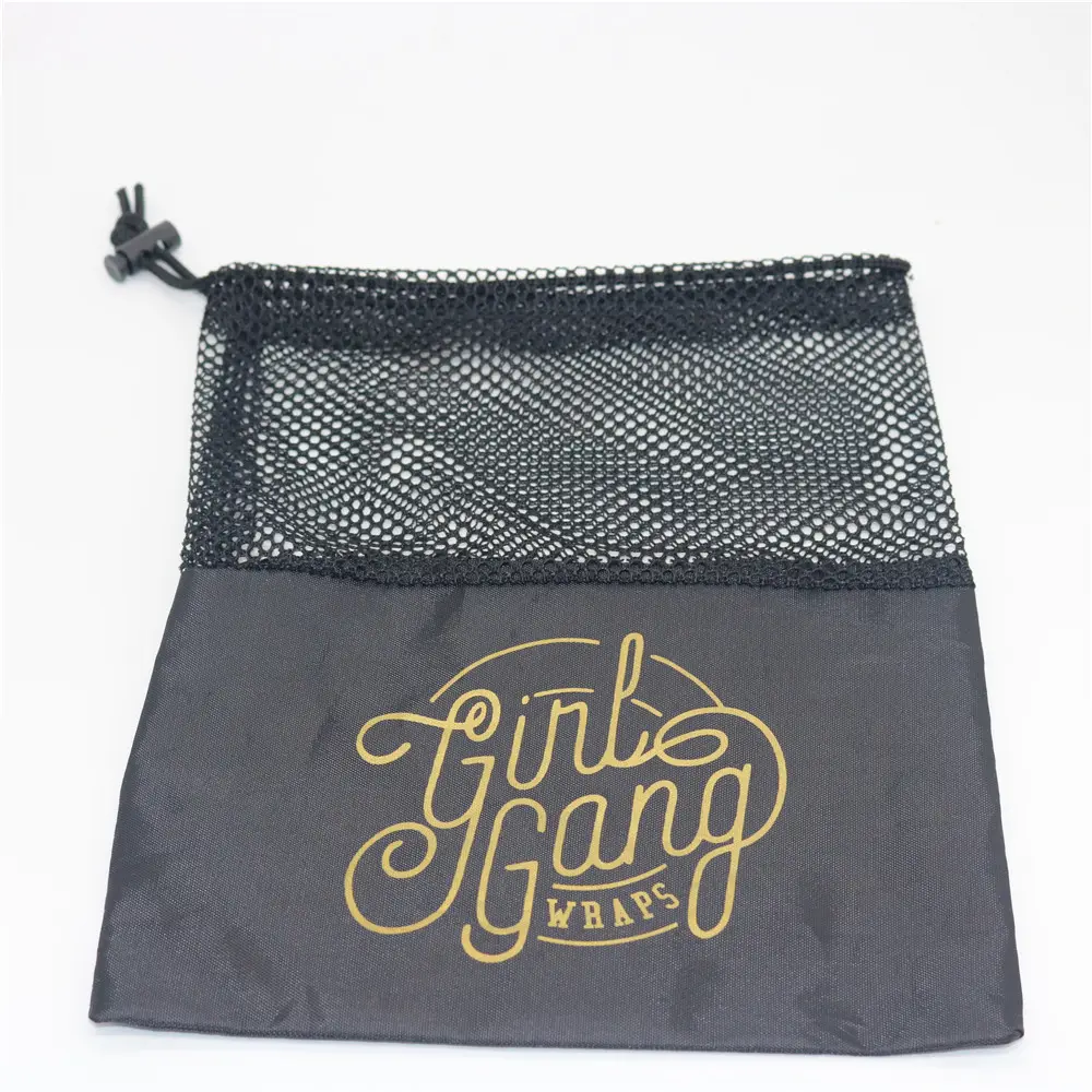 Alta Qualidade Reutilizável Poliéster Saco para Ginásio Drawstring Gym Bag Nylon Malha Cordão Saco com logotipo personalizado