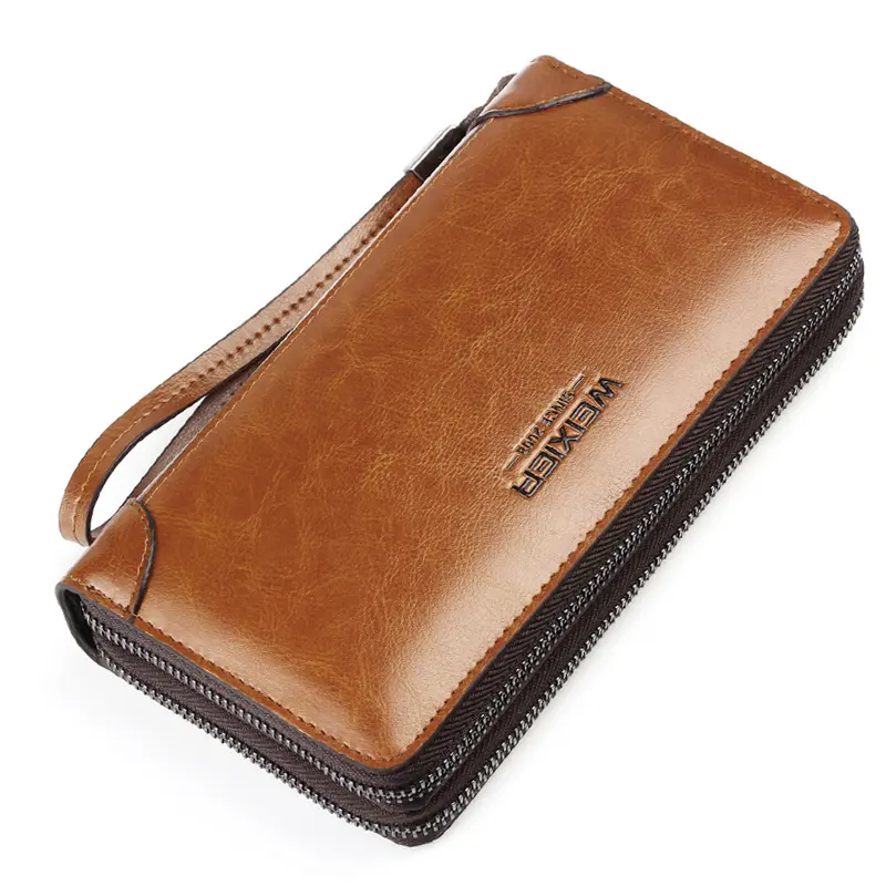 WEIXIER yeni Pu deri erkek el çantası cüzdan deri c deri uzun cüzdan ile para cebi erkekler çanta