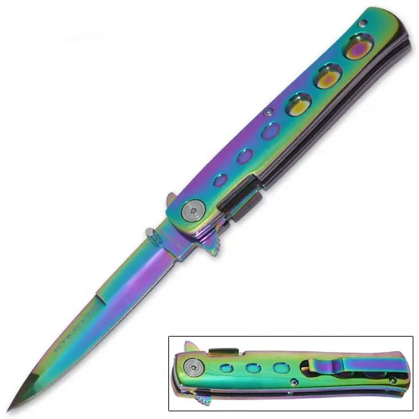 8.5 Inch stainless steel Rainbow folding pocket knife