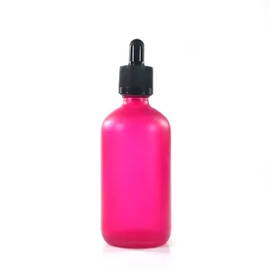热卖120毫升4盎司波士顿哑光粉红色磨砂玻璃滴管瓶与儿童保护盖