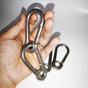 Mosqueton de construction en acier inoxydable 304 poli argenté de 60 mm M6, crochet à ressort pour le camping, l'escalade, le verrouillage, l'œillet, le lien - Product Image 4