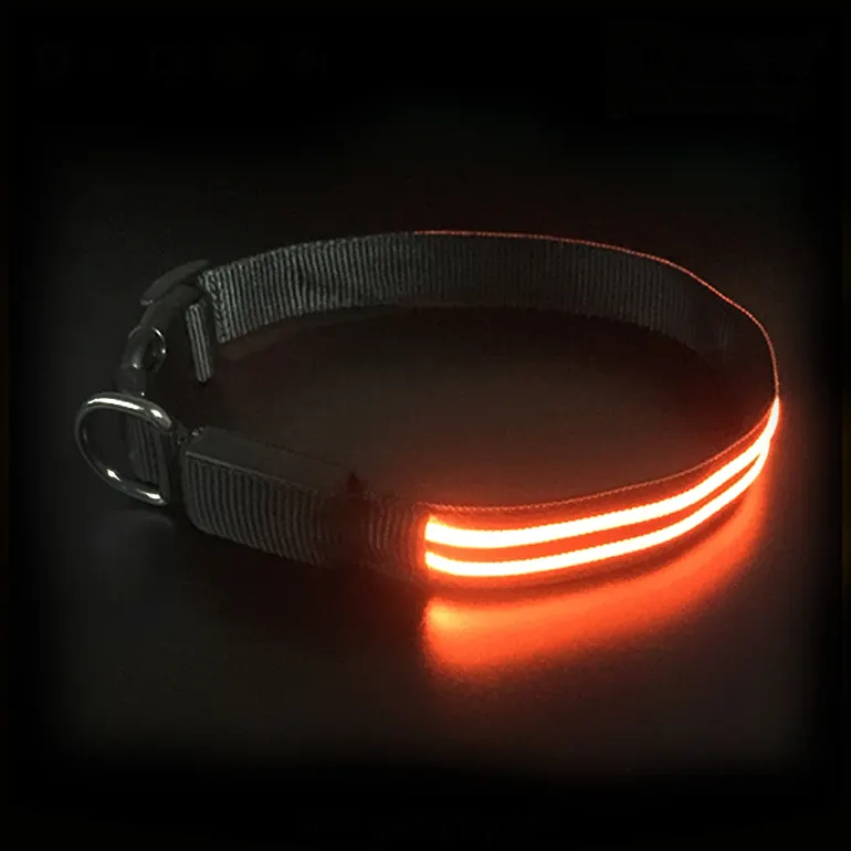 Prodotto dell'animale domestico Opzionale In Fibra USB LED Lampeggiante Collare di Cane Ricaricabile