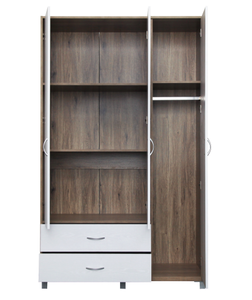 Huinan novo design de 120 cm, 3 portas, <span class=keywords><strong>2</strong></span> gavetas, melamina, parede de madeira, organizador de armário, quarto, roupeiro, armário