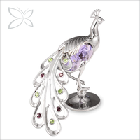 Figura de Pavo Real de Cristal Cromado Crystocraft, Arte Popular Animal, Cristales con Corte Brillante, Decoración Europea para el Hogar, Serigrafía