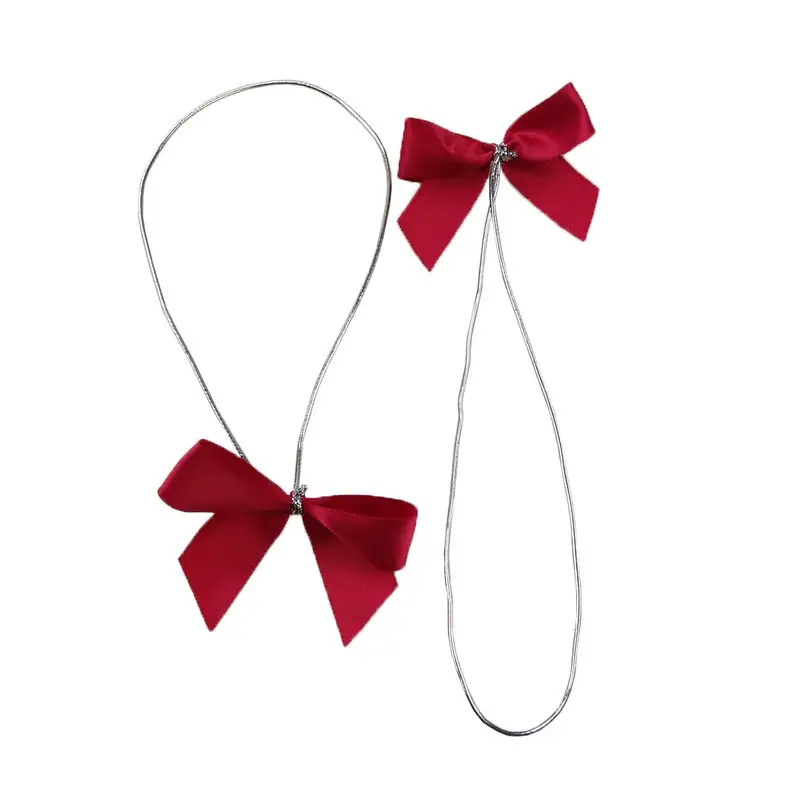 Handmade pre-tied satin Ribbon Bow với vòng lặp đàn hồi cho món quà
