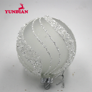 Commercio all'ingrosso Bianco Glassato Rotondo Decorativo 80mm Sfera di Vetro Ornamento Per L'albero Di Natale e Festa di Nozze Appeso Decorazione - Product Image 6