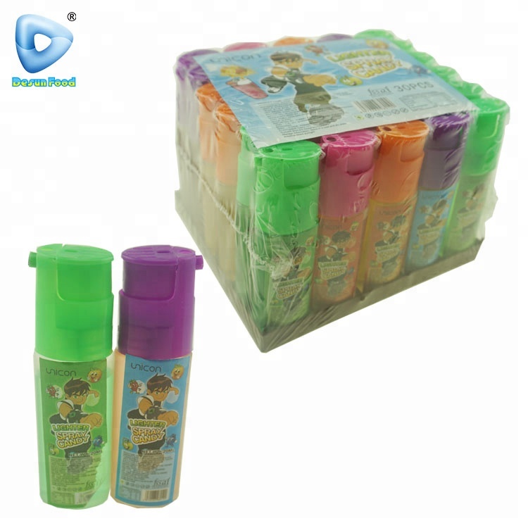 Lighter shaped fruit flavor liquid spray candy