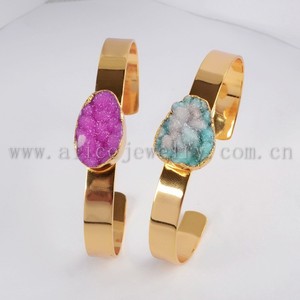 G0087-brazalete de latón ajustable chapado en oro, brazalete de diseño <span class=keywords><strong>druzy</strong></span>, joyería de moda, brazalete ajustable hecho a mano, joyería 2019 - Product Image 2