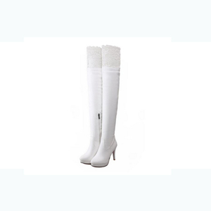 2020 women ladies winter boots genuine leather platform thigh high boots women white design high heel round toe shoes