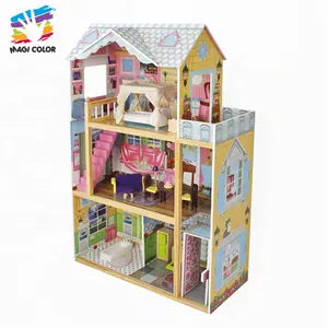 Оптовая продажа, детский деревянный кукольный домик, модный деревянный кукольный домик, популярная детская игрушка, деревянный кукольный домик W06A229W