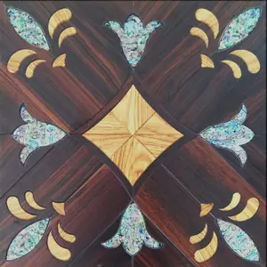 Features Unique Shell Flower Inlay Solid Wood Parquet Flooring