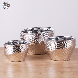 Maceta <span class=keywords><strong>de</strong></span> Cerámica Plateada Rústica para Exteriores, Diseño Resistente a Insectos, Canasta para Flores, Maceta para Jardín - Product Image 2