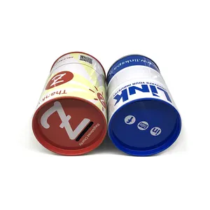 Coin Bank Box Cylindrical Tin Money Box Coin Bank Saving Box