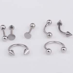 Anneau de piercing en acier inoxydable pour femme et homme, boule avec os, sourcils, incurvé, bijoux, cerceaux, 8 styles différents, 1 pièce