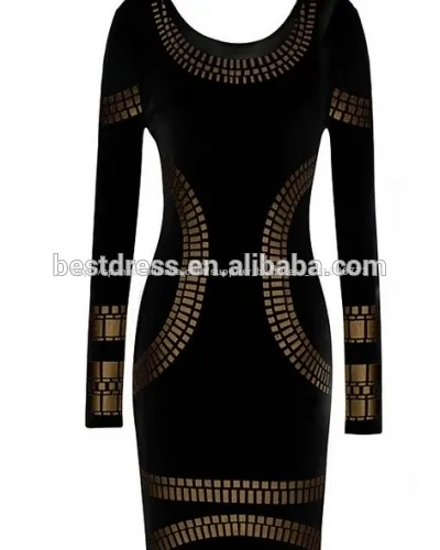 china 2014 bestdress venta al por mayor de manga larga bodycon vendaje de fiesta vestido de noche