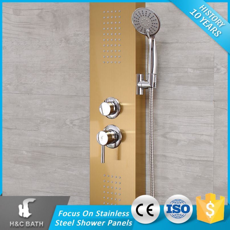 Vente chaude Réglable D'or Brosse Électrique Chrome Douche Colonne