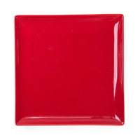 Services de table en céramique et porcelaine modernes et luxueux, motif scénique, assiette carrée rouge pour restaurant
