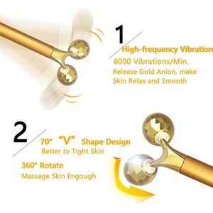 Custom 2 In 1 Energy Beauty Bar Face <span class=keywords><strong>Massager</strong></span> <span class=keywords><strong>24K</strong></span> Gouden Puls Vibrerende Gezicht <span class=keywords><strong>Massager</strong></span> Gezichts Lift Tool Elektrische 3d Roller - Product Image 4