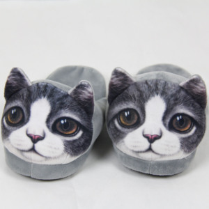 LK Venta caliente barato felpa interior lindo gato de peluche Animal zapatillas impresión perro zapatillas - Product Image 5
