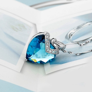 Özel yüksek kalite kolye kolye moda takı kalp safir kore kız için özel Logo Shenzhen pirinç klasik maskot - Product Image 4