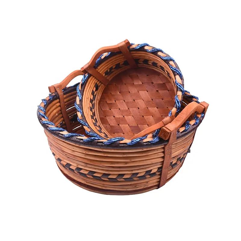 Trái Cây Thực Phẩm Dao Kéo Giỏ Lưu Trữ Trái Cây Liễu Wicker Mây Khay/Bộ Của Ba Quốc Gia Mộc Mạc Liễu Khay Gỗ