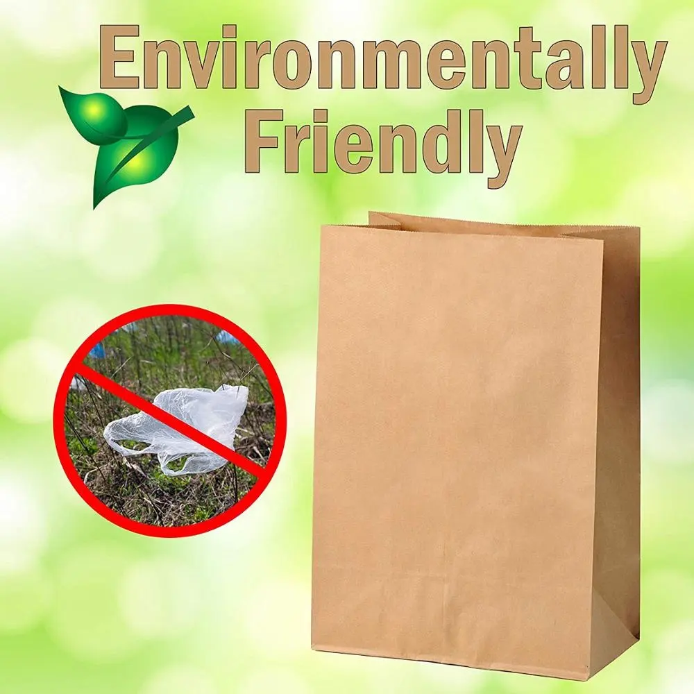 ECO – grand sac en papier kraft brun blanc, robuste et durable, pour l'emballage des aliments, 50 pièces/ensemble