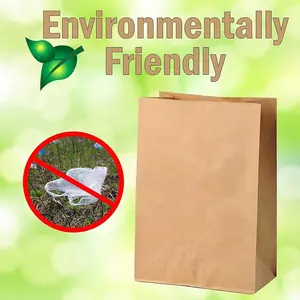 Eco Recycling Grote Zware Duurzaam Sack Kraft Bruin Wit Papieren Zakken Voor Voedsel Kruidenier Verpakking Nemen Weg 50 Stks/set