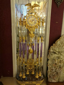 Horloge à Pendule de Sol Ornée en Or Doré de Style Empire Français, Horloge de Sol Grand-Père Décorative en Bronze Doré - Product Image 6