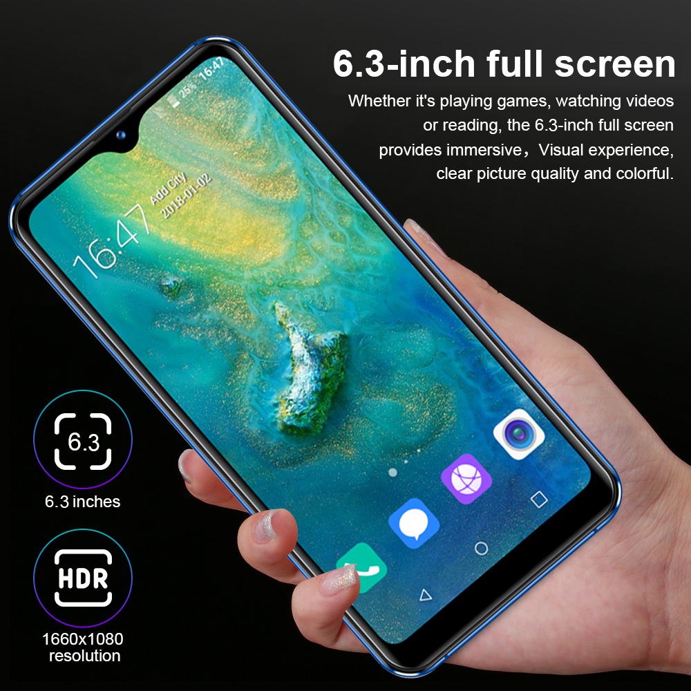 6.3 inch water drop screen WIFI/GPS/MTK6580 Android Core Quad 6.0 3G Android mobile phone prices in Dubai