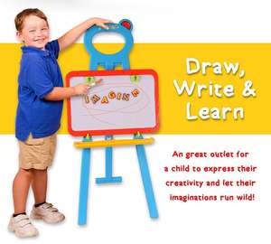 儿童3合1黑板和白板画架-带粉笔、橡皮擦和84磁铁的可逆磁性干擦和漆板 - Product Image 2