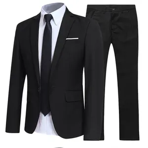 Traje de negocios informal para hombre, conjunto de traje Profesional versión coreana, color negro, venta al por mayor