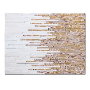 Natural Quartz Colorful Thin Strip Mosaic Decorative Wall Tile For Fireplace