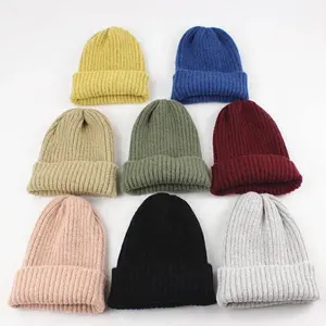 Thiết Kế Mới Đồng Bằng Dệt Kim Mũ Ấm Mùa Đông Hat Beanie Cap Bán Buôn