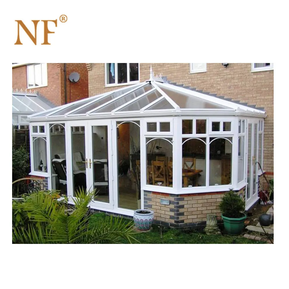 House Portable Sunroom Tempered Glass Aluminum Alloy CN;GUA Retractable Polycarbonate Garden Sun Room Four Season Green Triangle