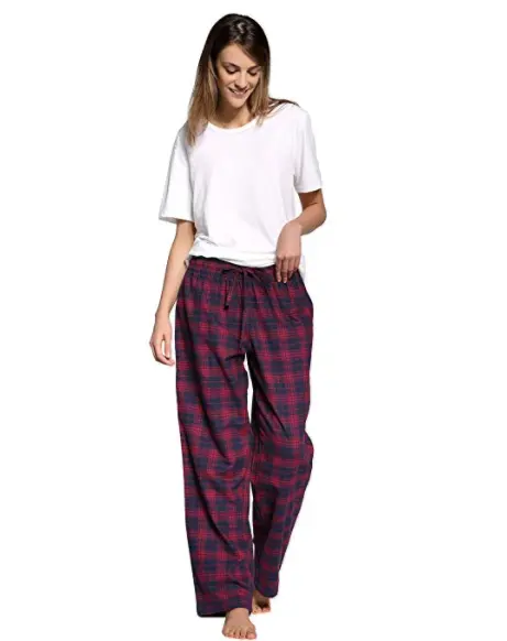 100% cotton plaid fabric pajamas pants