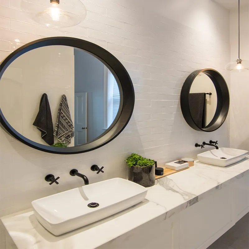 Modern Italian Mirrored Hotel Floating Double Sink Bathroom Vanity
