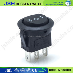Sakelar Rocker Bulat Tanpa Lampu 20Mm, dengan 6Pin DPDT/On-Off