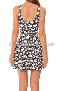 2015 OEM mujeres con estilo ocasional de Digital Print <span class=keywords><strong>vestido</strong></span> plisado, sin mangas cabezas del cráneo <span class=keywords><strong>vestido</strong></span> - Product Image 4