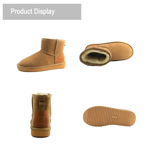 Özel klasik kış sıcak hakiki deri üst % 100% avustralya koyun derisi kürk astar ayak bileği yün kadınlar için kar botları - Product Image 4