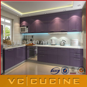 Armoire de cuisine moderne <span class=keywords><strong>en</strong></span> placage de bois brillant à prix avantageux - Product Image 2