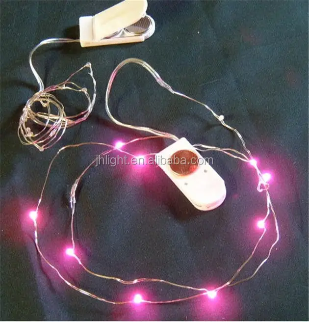 Guirlande lumineuse LED à piles CR2032, 100 pièces par lot, avec bouton, alimentée par pile, 2M, 20 ampoules par lot